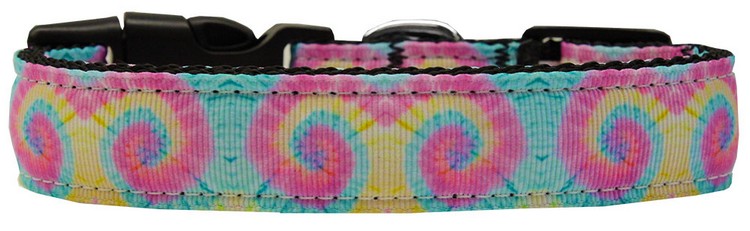 Pastel Tie Dye Nylon Dog Collar Medium Narrow